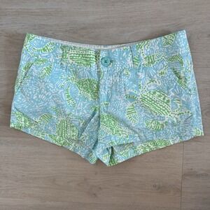 Lilly Pulitzer Walsh Shorts Size 4 Blue Green Print Preppy Women's
